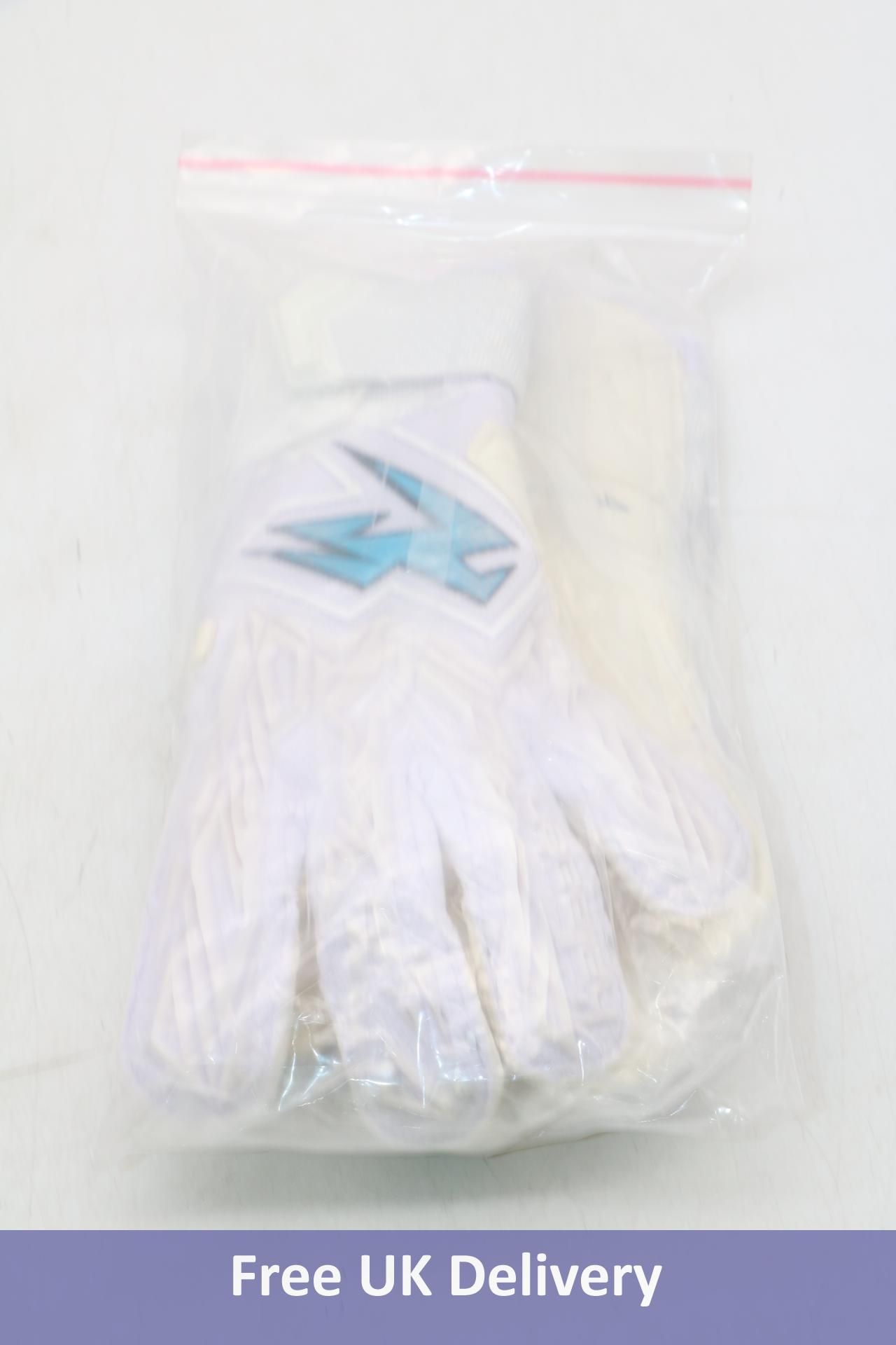 Two Kaliaaer EVO PWR Pro Junior Goalkeeper Gloves, White/Blue, Size 7