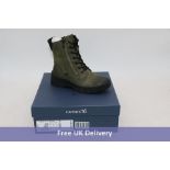Caprice Khaki Comb Boots, Olive, Size 39