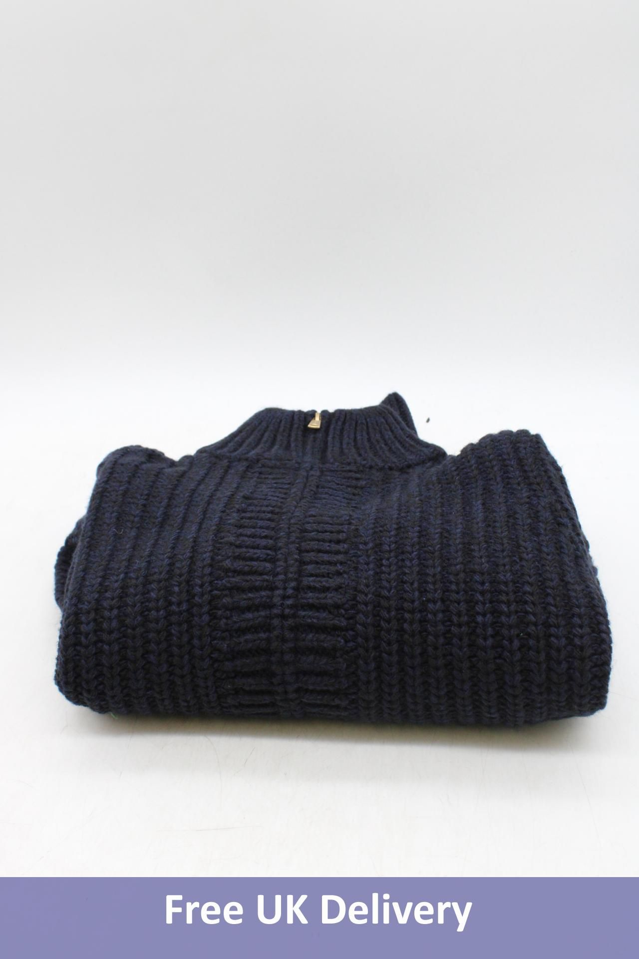 Superdry Chunky Zip Through Sweater, Navy/Black Twist, Size L