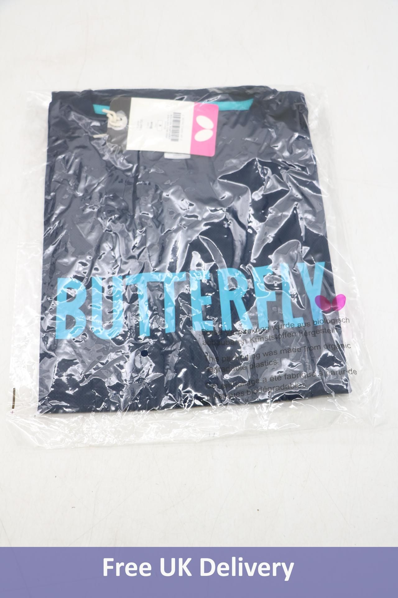 Three Toray Butterfly Logo Table Tennis T-Shirts, Navy, Size XXL