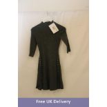 Maje Embellished Ribbed-Knit Mini Dress, Grey, Size T36