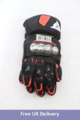 Dainese Motorcycle Metal Knuckle Gloves, Black/Red, Size L