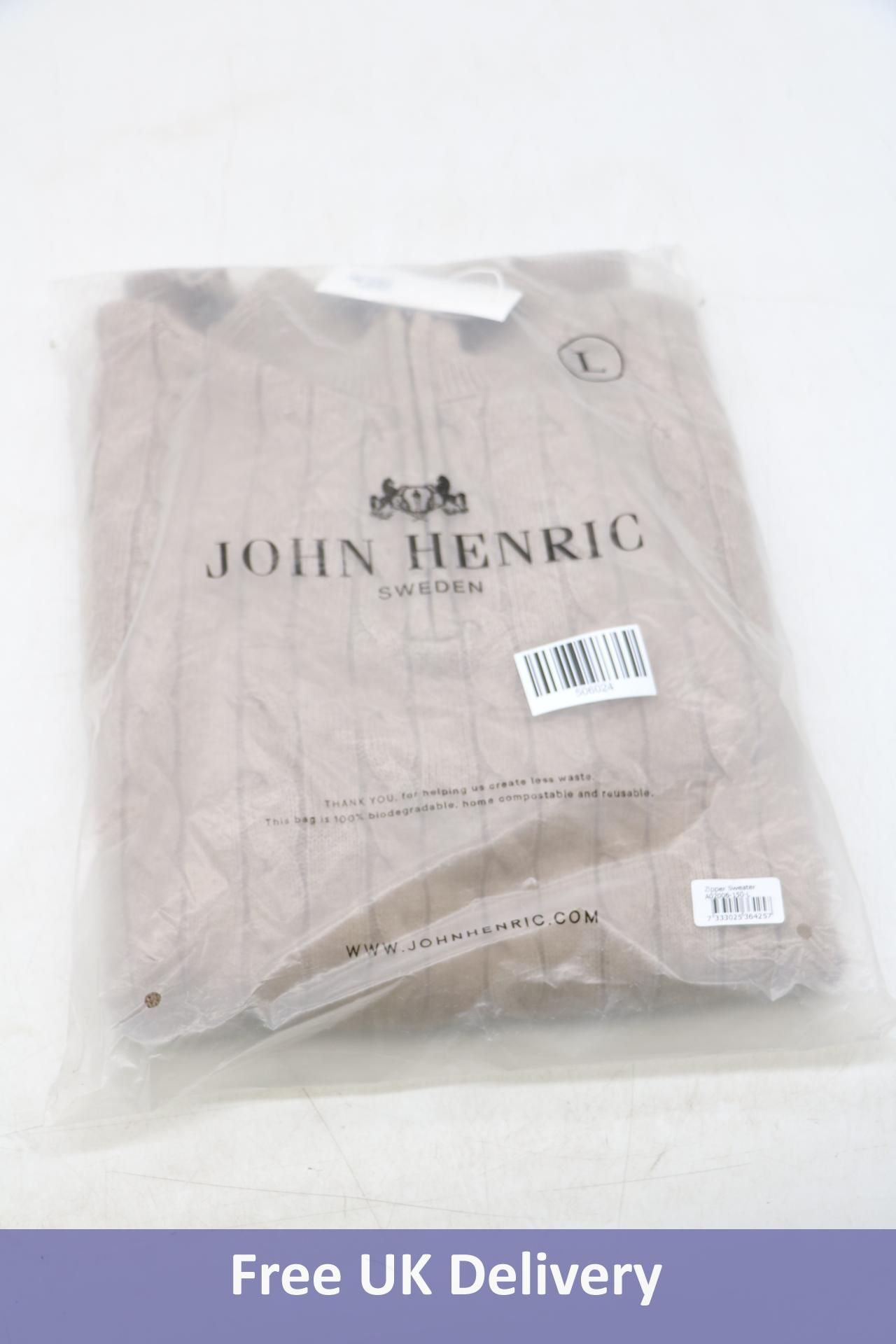 John Henric Zipper Sweater, Light Brown, Size L