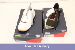 Two pairs Reebok Men's NFX Trainers to include 1x White, UK 12, 1x Black/Grey/Red, UK 11. Boxes dama