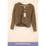 Autumn Cashmere Super Chunky Shaker Cropped Cardigan, Driftwood, Size S