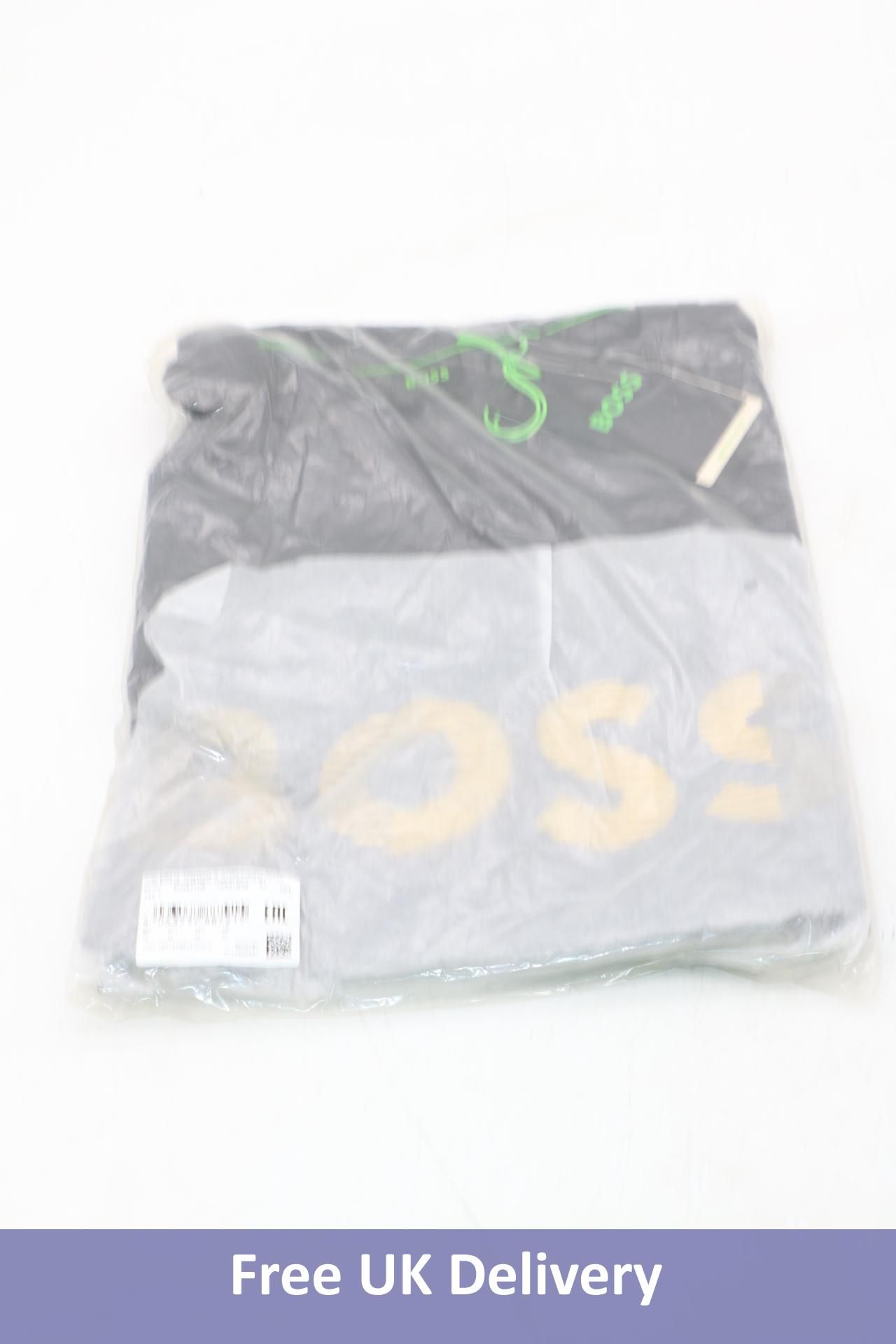 Hugo Boss Cotton Jersey T-Shirt with Logo Artwork, Grey/Green/Gold, Medium