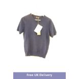 N.Peal Short Sleeve Cashmere T-Shirt, Blue, Size M