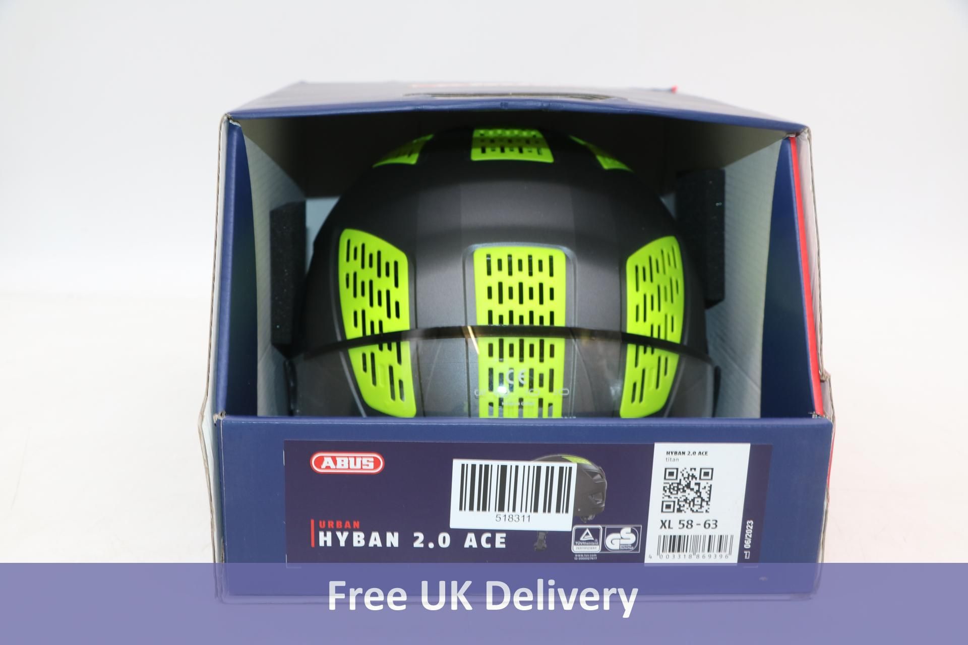 Abus Hyban 2.0 ACE Titan Helmet, Grey/Lime Green, Size XL 58-63