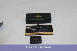 Scriveiner Black Lacquer Ballpoint Pen, 24K Gold Finish, Schmidt Black, with 20 Ink Cartridges Refil