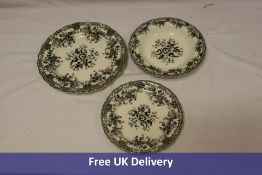Twelve Zara Home Floral Black Transfer Earthenware items to include 4x Soup Plates, 4x Dessert Plate