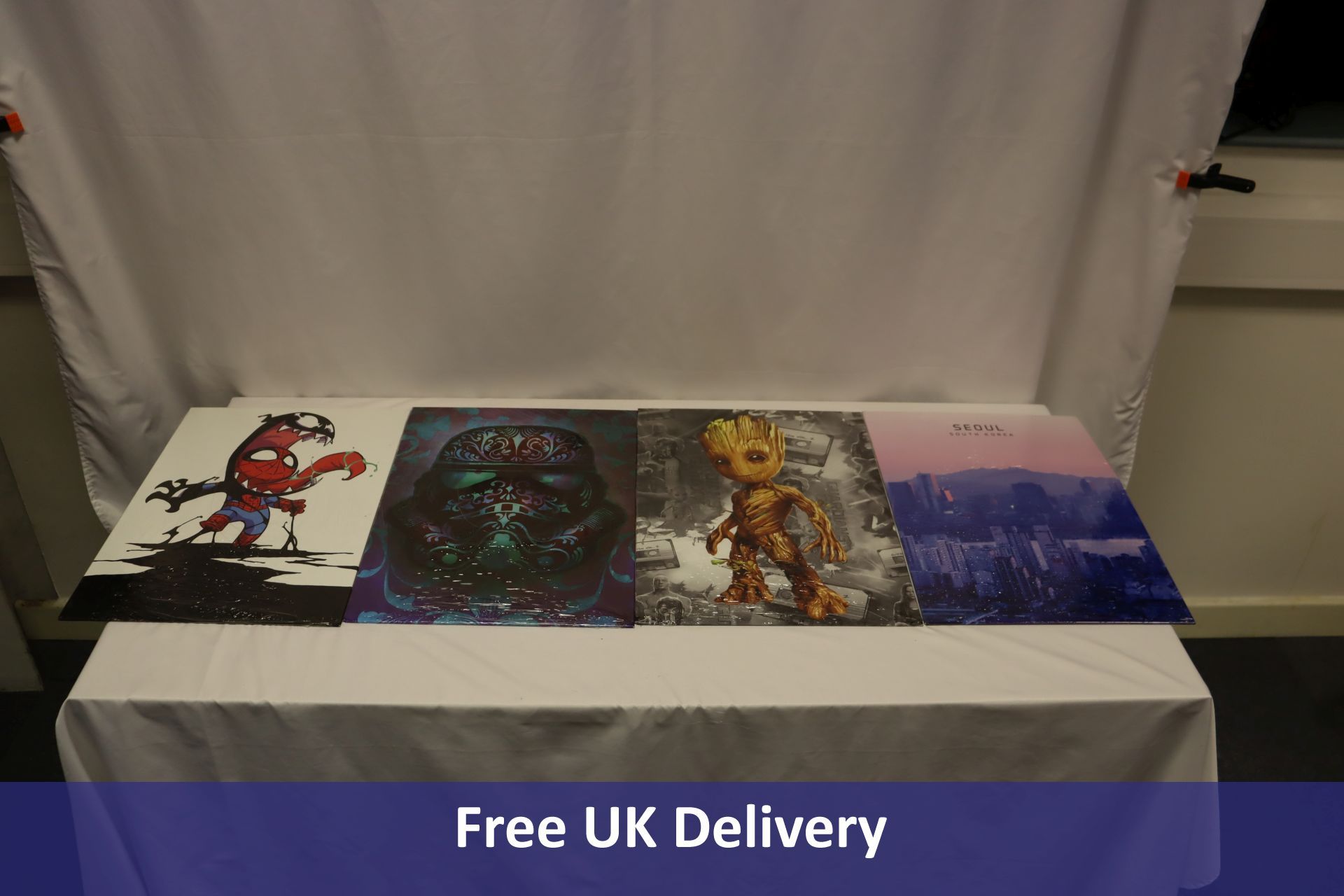 Four Displate Aluminium Posters, 17.7" x 12.6"