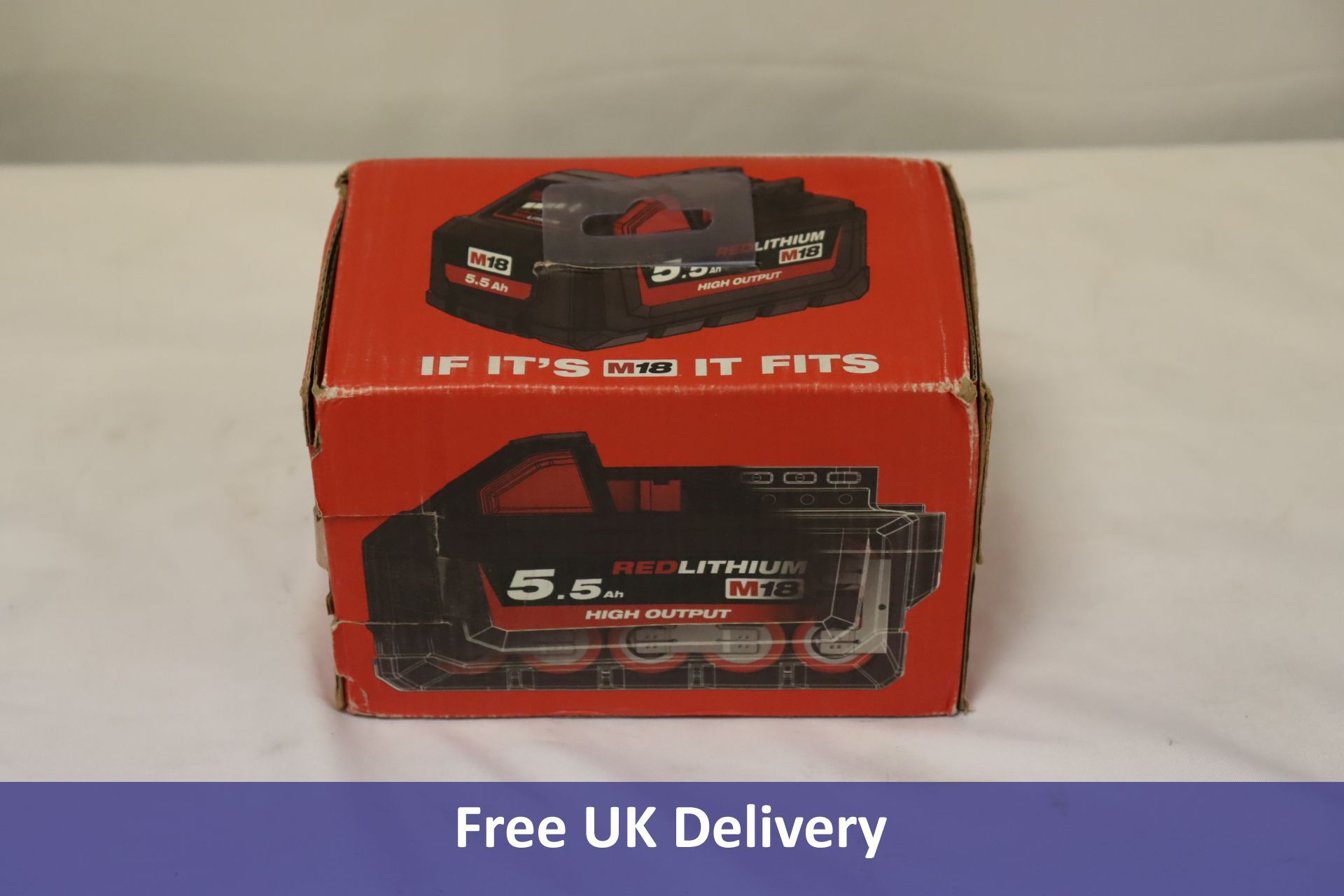 Two Milwaukee M18 hb5.5 High Output Red Lithium Batteries