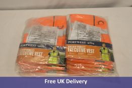 Ten Portwest S476 Berlin Orange Executive Hi-Vis Vests, 10 Packs, Small