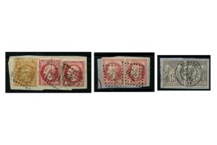 A trio of classic French definitive fragments, inc horizontal pairs, fine used, SG catalogue value £