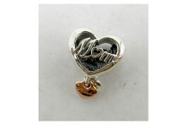 Pandora, Thank You Mum Heart Charm Pendant, Silver and Rose Gold, 789372C00