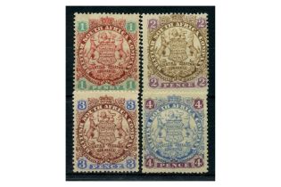 Rhodesia 1896-97 Die I definitive short set to 4d, all fine mtd mint. SG29-32