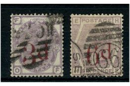 GB 1883 3d, 6d Surcharges, both fine used. SG159, 162