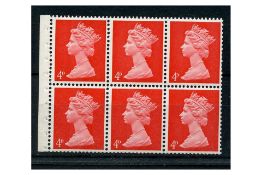 GB 1969 4d Bright-vermillion, gum arabic pane of 6, u/m. SG733var