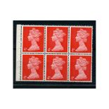 GB 1969 4d Bright-vermillion, gum arabic pane of 6, u/m. SG733var