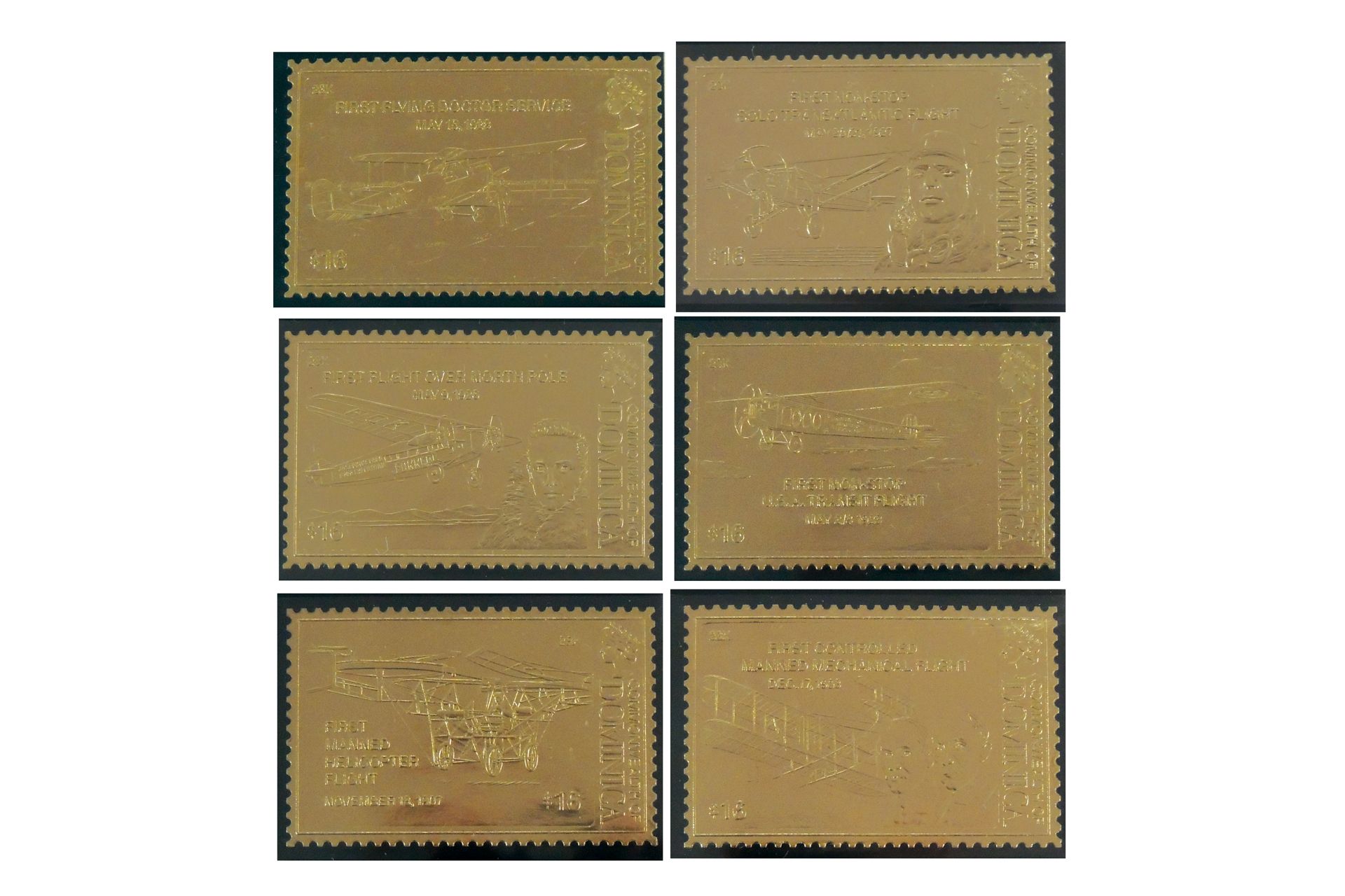 Great Firsts in Aviation Gold Stamps