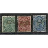 Italy 1879-82 5c, 10c, 25c Definitives, all mtd mint with hinge stains visible at front. SG catalogu