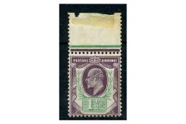 GB 1902 1-1/2d Slate-purple & bluish-green (chalky), marginal single, u/m. SG224