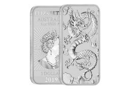 2019 1oz Dragon Rectangular 9999 Silver Coin