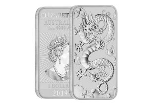 2019 1oz Dragon Rectangular 9999 Silver Coin