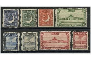 Pakistan 1949-53 Definitive issue to 12a, fine mtd mint. SG44-51