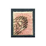 GB 1855 4d Carmine, small garter, slightly blued glazed paper, good to fine used, minor fault. SG62a