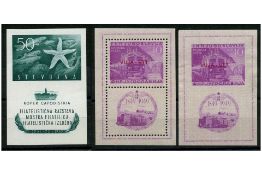 A trio of scarce mtd mint Trieste miniature sheets (Railways perf + imp, faulty & Exhibition), SG ca
