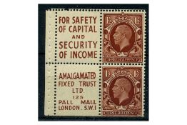 GB 1934 1-1/2d Red-brown, intermediate with 2 labels, u/m, trimmed at base. SG441