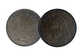 Sweden 1858 5ore coin
