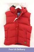 Superdry Everest Hooded Puffer Gilet, Deep Red, Size 2XL