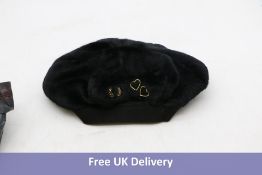 Fred Perry Women's Amy Beret Hat, Black/Gold, Size 1