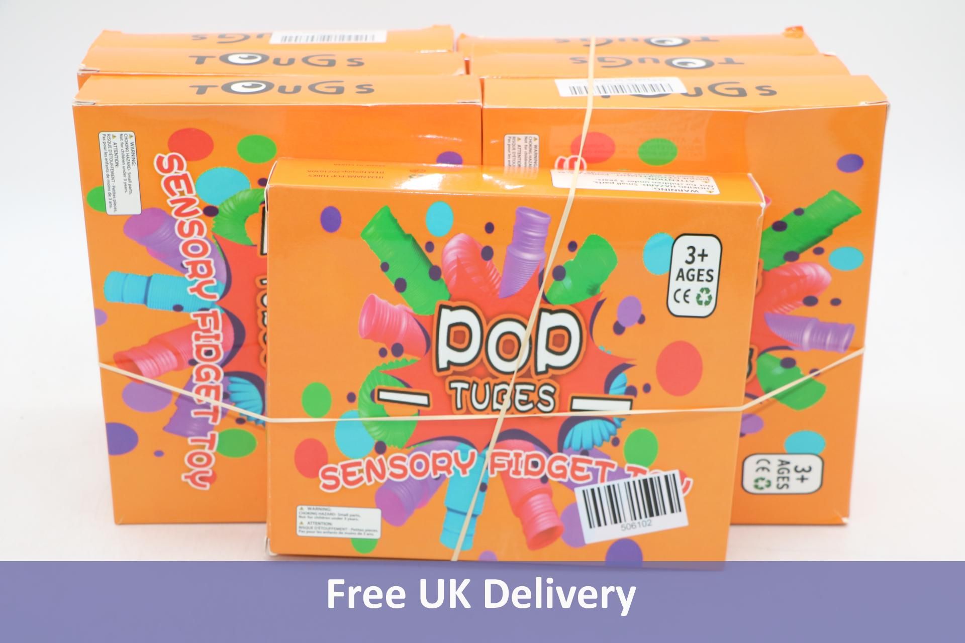 Seven Boxes of Fidget Kids XL Pop Tubes, Multicoloured, 4 Per Pack, Age 3+