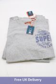 Two Superdry Copper Label Chest Graphic T-Shirt, Ash Grey Marl to include 1x S and 1x M