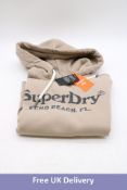 Superdry Metallic Venue Logo Hoodie, Deep Beige Slub, Size XS