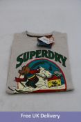 Two Superdry Travel Postcard Graphic T-Shirt, Oat Cream Marl, Size Includes 1x S & 1x M