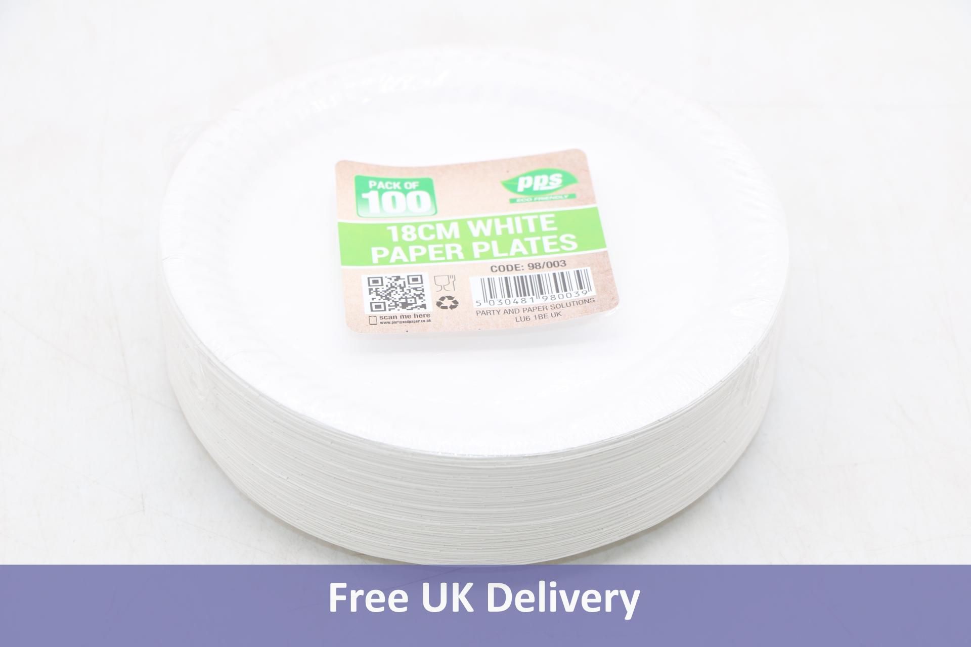 Forty-five packs of Paper Plates, Packs of 100, White, Size 18cm