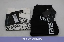 Versace Baby Logo T-Shirt & Bottoms Set, White/Black, Size 18/24M