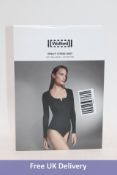 Wolford Henley Soft Rib Long Sleeve Button Tab Neckline String Body, Black, Size M