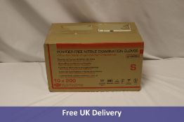 Ten boxes of Powder Free Nitrile Examination Gloves, 200 per pack, Small