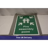 Fourteen Plastic Fire Assembly Point Signs, 594 x 420mm