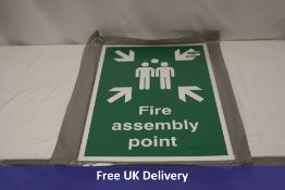 Fourteen Plastic Fire Assembly Point Signs, 594 x 420mm