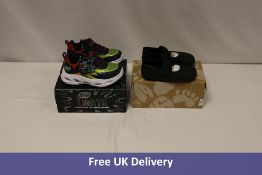 Two Kids Trainers to include 1x Sketchers Lights Vortex Flash Zorent, Multicoloured, UK 8, 1x Revivo