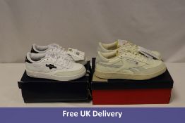 Two Reebok Trainers to include 1x Club C Revenge Vintage, White/Grey, UK 10, 1x Club C 85, White/Bla