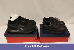 Two Reebok Trainers to include 1x Royal Rewind, Black, UK 2.5, 1x Energen Lite, Black, UK 8. Boxes d