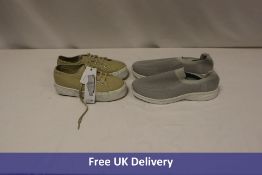 Two Trainers to include 1x Hecodi Mesh Lace less, Grey/White, UK 9, 1x Superga 2750 Shoes, Beige/Whi