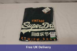 Three Superdry Classic VL Heritage T-Shirts, Green/White/Orange, 2x Large, 1x Extra Large